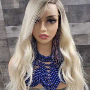 26inch light brown roots /blonde colored wig